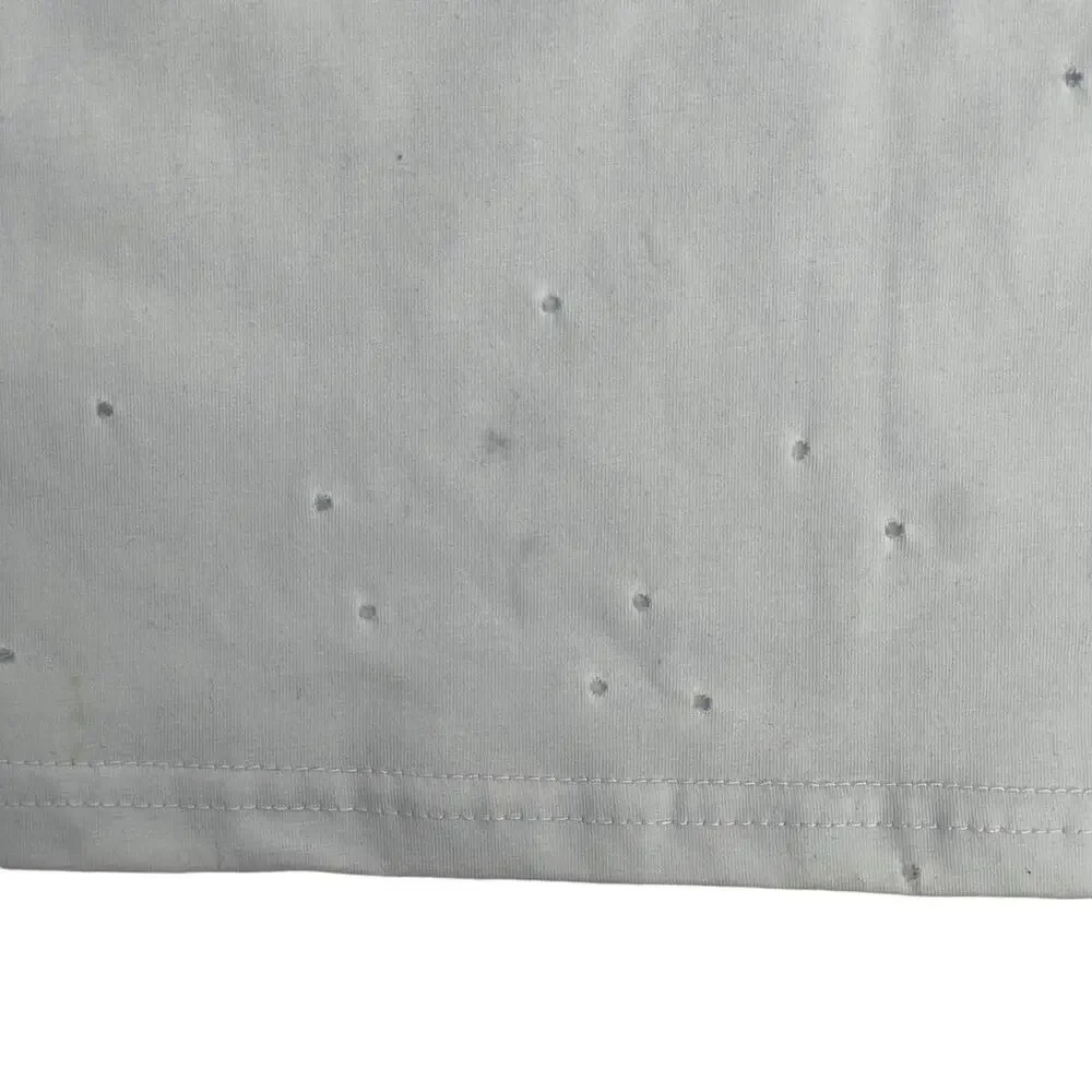 Balboa Women’s White Sequins Heart Lip Holes All Over Short Sleeve Tee T-shirt - Picture 5 of 11